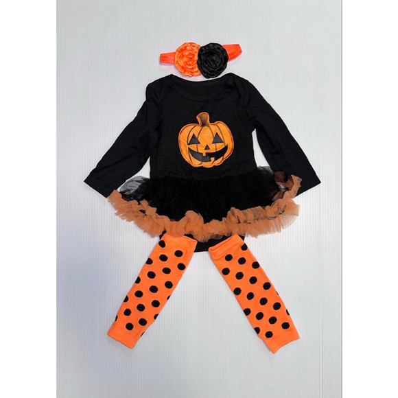 Baby Girl Orange Pumpkin Halloween Costume Tutu Leg Warmers Bow 9 Months (73) - Picture 5 of 8